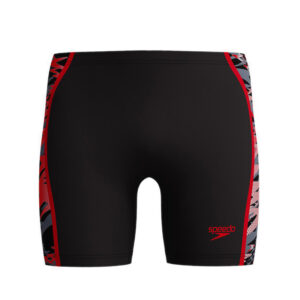 Speedo Mens Hyperboom Splice Mid Jammer - Anthracite / High Risk Red