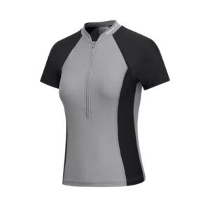 Speedo Womens EPP SS Front Opening Rashguard - Grey/Black